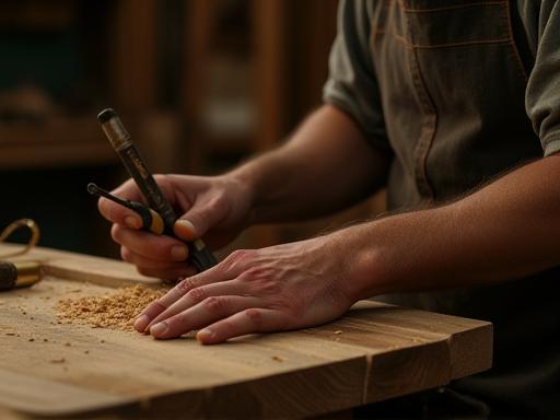 Artisan qualifié travaillant sur un meuble dans un atelier